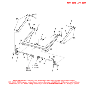 Maxon TE-25 (Mar 2013 - Apr 2017) Lift Frame And Parallel Arms Diagram