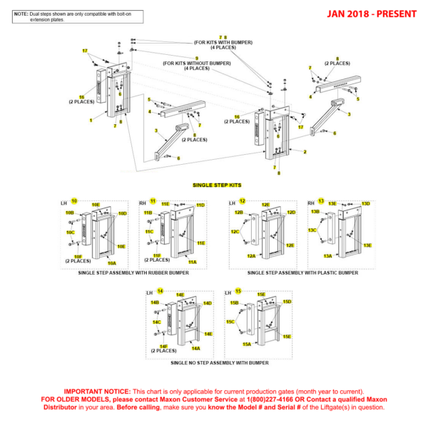 Maxon TE-25 And TE-30 (Jan 2018 - Present) Single Step Kit Diagram