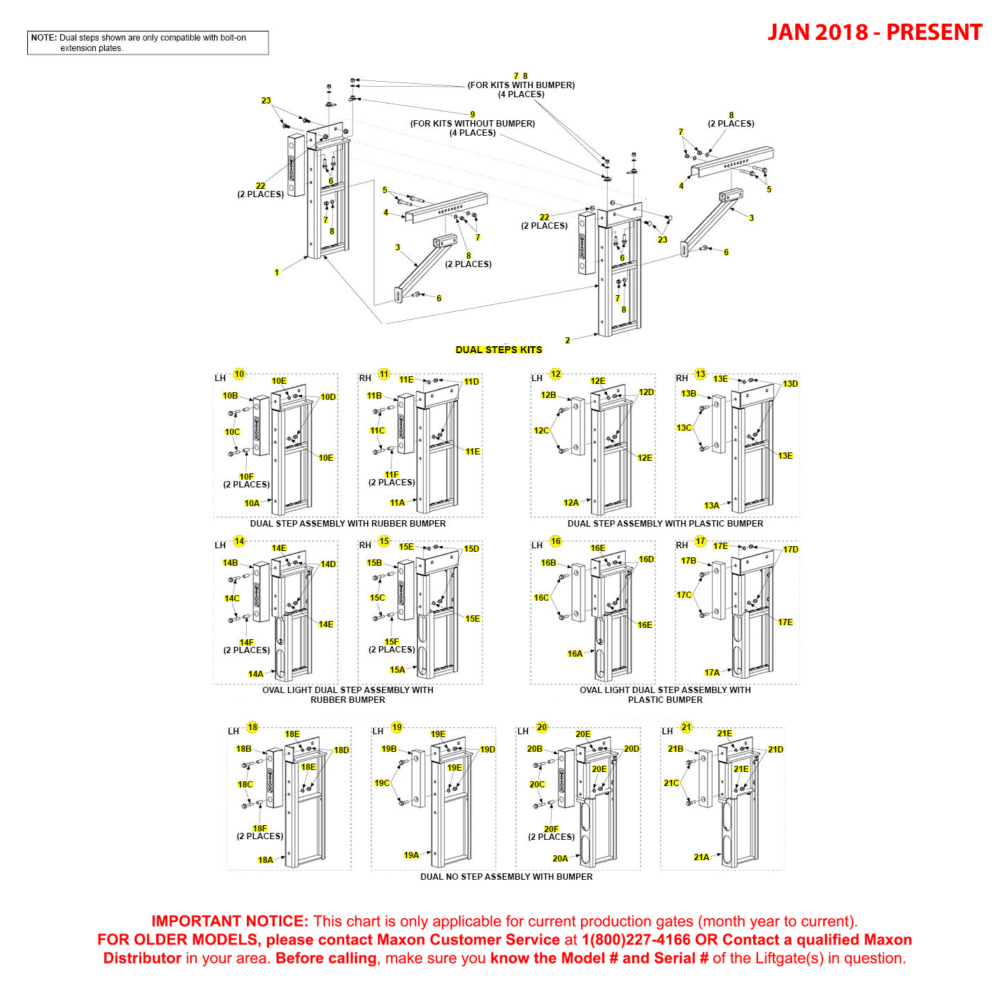Maxon TE-25DC (Jan 2018 - Present) Dual Step Kits Diagram