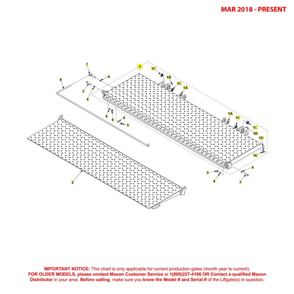 Maxon TE-25DC (Mar 2018 - Present) Steel Platform And Flipover Assembly Diagram