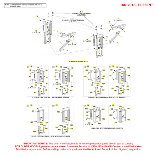 Maxon TE-33 (Jan 2018 - Present) Flexible Step Kits Diagram