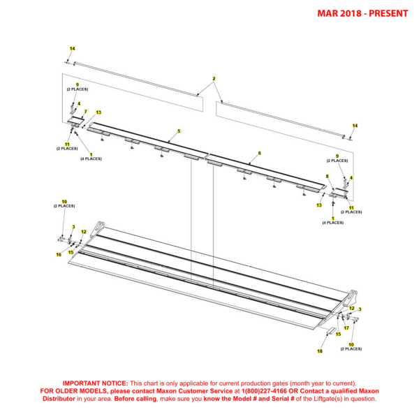 Maxon TE-33 (Mar 2018 - Present) Flipover With Dual Cart Stops For Aluminum Platform Diagram