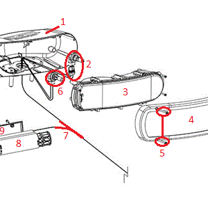 Trip-Edge RT3 Headlight (Passenger) (H3732 & Down) Diagram