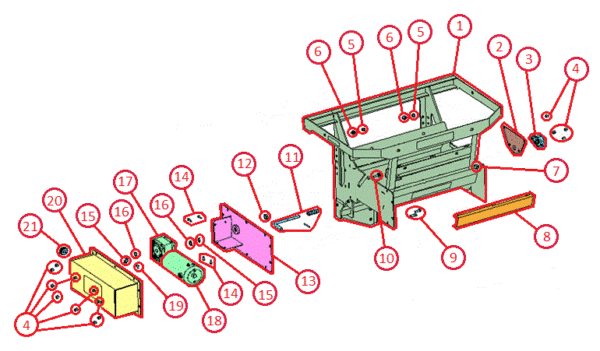 BOSS TGS800 Middle Assembly Diagram
