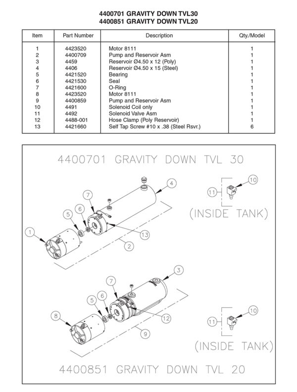 Thieman 4400701/4400851 Pump Assembly Diagram