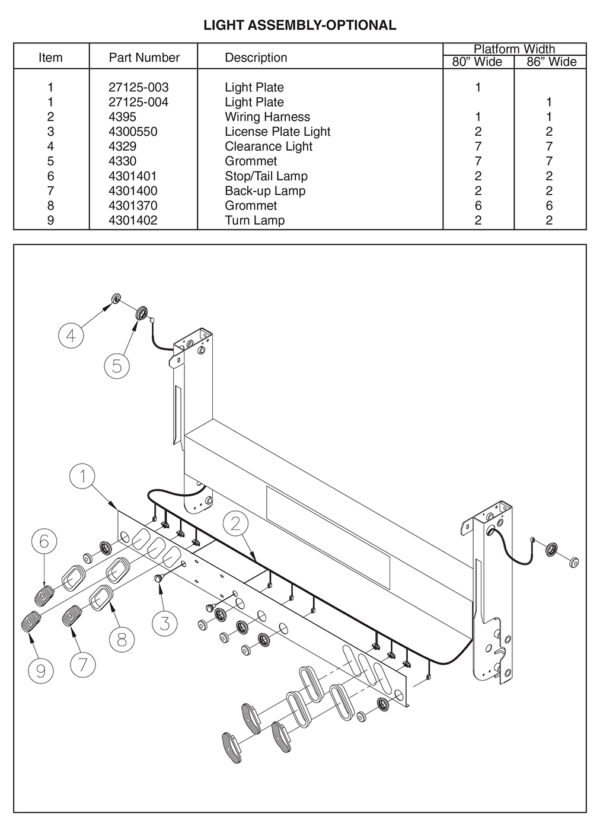 TT20ETAL Optional Light Assembly Diagram