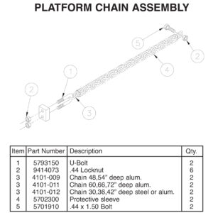 TVLR125/16 And TVLR125A/16A Platform Chain Assembly Diagram