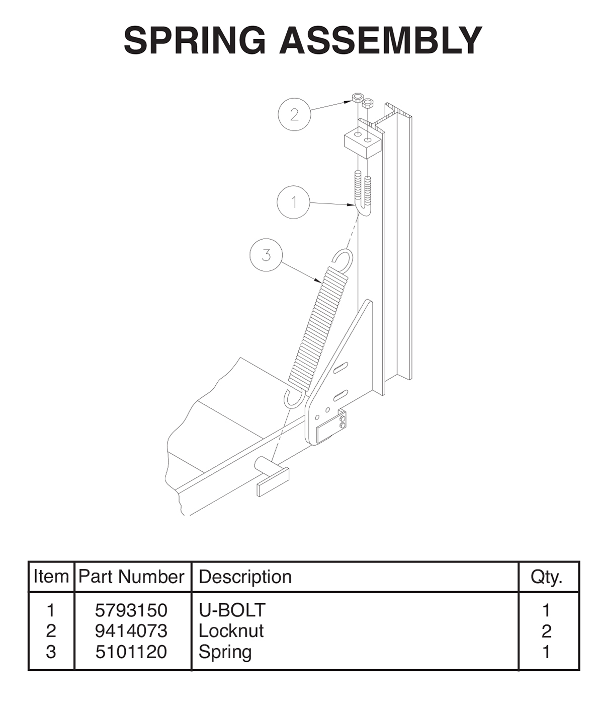 TVLR125/16 And TVLR125A/16A Spring Assembly Diagram
