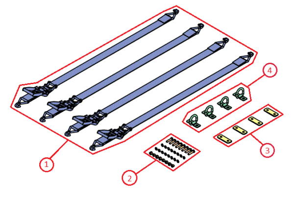BOSS VBX8000/VBX9000 Tie-Down Kit Diagram