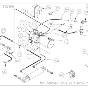 WT 20/30/40 Pump Assembly (Gravity Down/Manual Close) Diagram