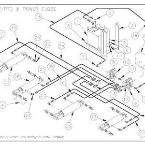WT 20/30/40 PTO Pump Assembly (Power Down/Power Close) Diagram