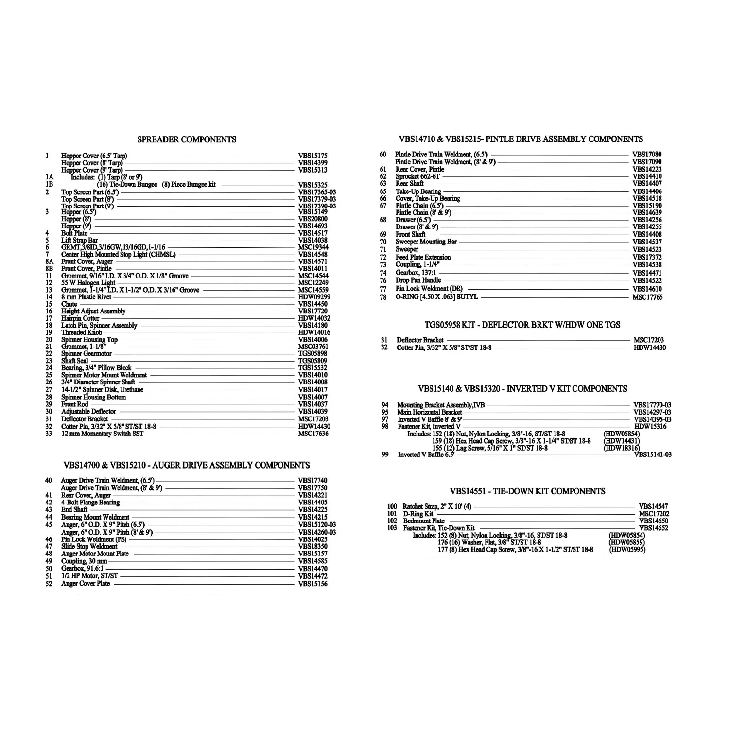 BOSS VBX6500 VBX8000 And VBX9000 Parts Poster - Image 2