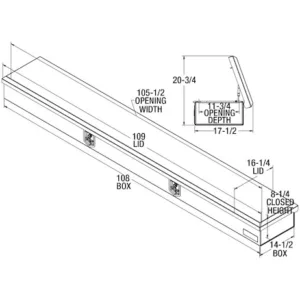 Buyers Products 1702836 – 20×96 Gloss White Steel Top Mount Service Body Truck Tool Box