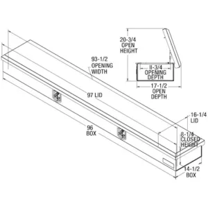 Buyers Products 1702831 – 14×96 Heavy Duty Gloss White Steel Gloss Top Mount Service Body Truck Tool Box