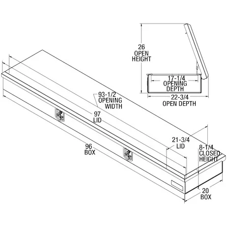 Buyers Products 1702836 - 20x96 Gloss White Steel Top Mount Service Body Truck Tool Box - Image 11