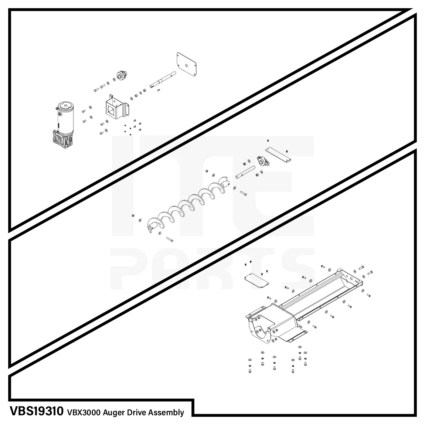 BOSS VBX3000 Auger Trough Assembly Diagram - Image 2