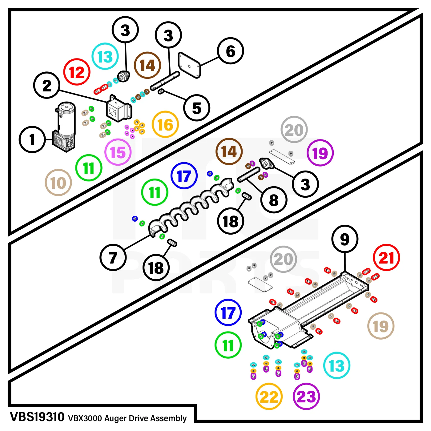 BOSS VBX3000 Auger Trough Assembly Diagram